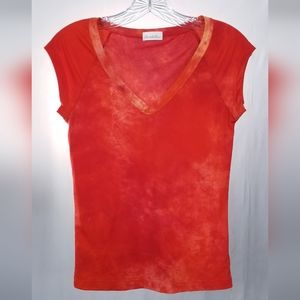 Vintage Y2K Orange Tie Dye Effect V Neck Cap Sleeve Top Charlotte Russe Size M/L